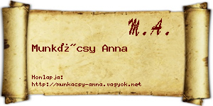 Munkácsy Anna névjegykártya